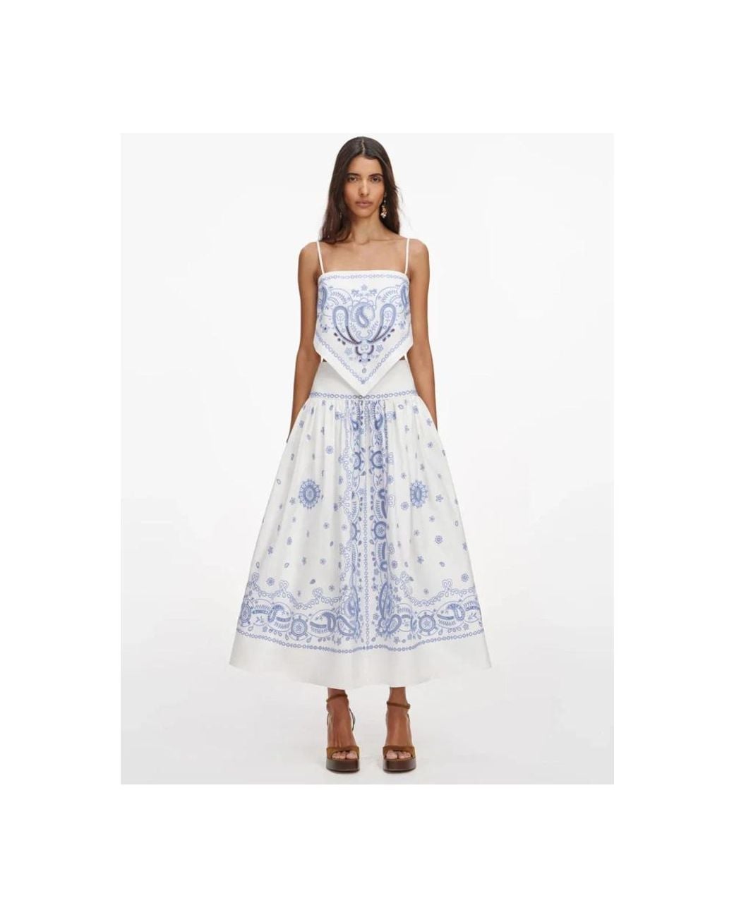 Self-Portrait Blue Midi Skirts