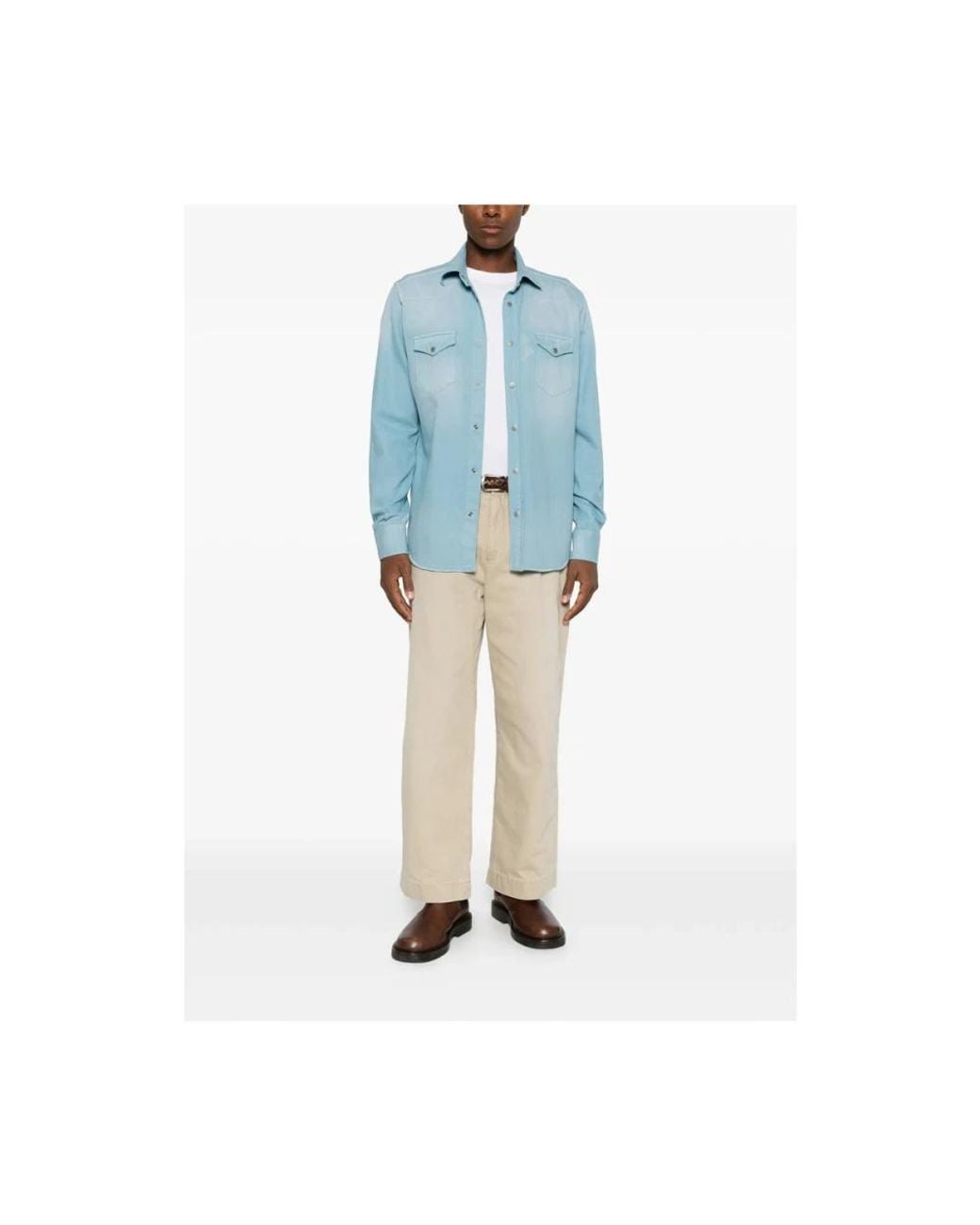 Sartorio Napoli Blue Denim Shirts for men