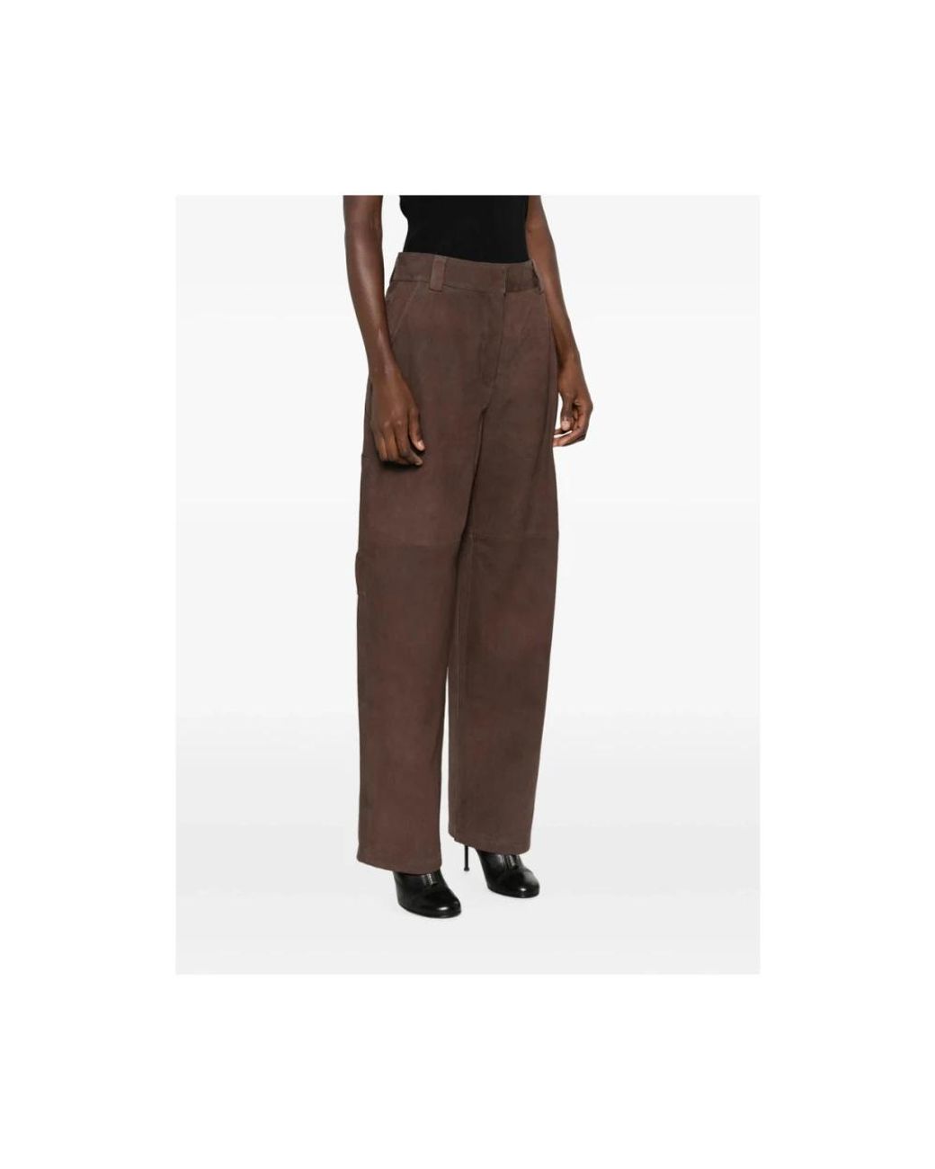 IRO Brown Leather Panelled Trousers