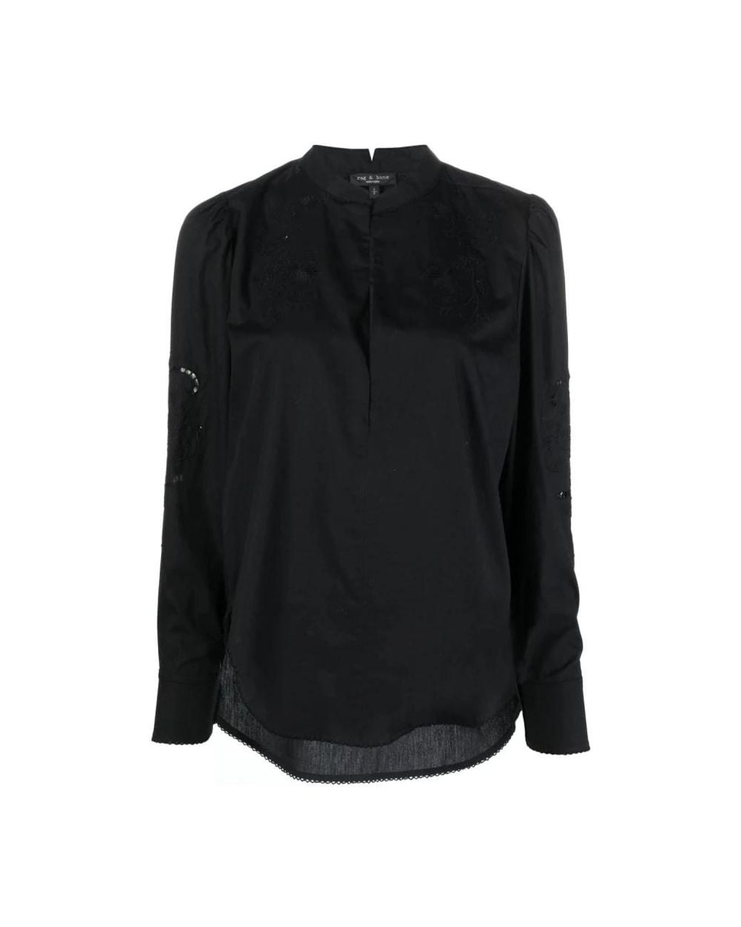 Rag & Bone Overhemden ,Zwart ,Katoen Zwarte Katoenen Casual Blouse in het Black