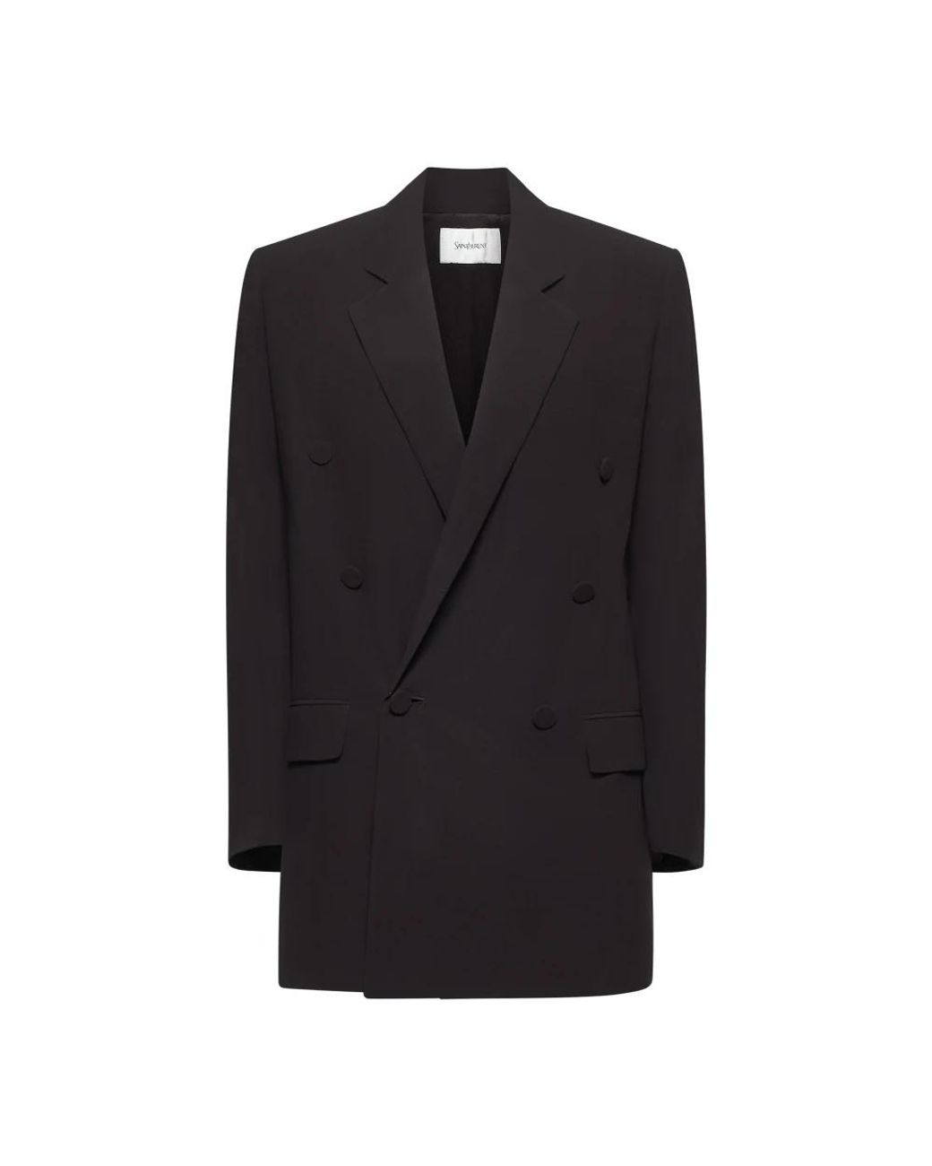Saint Laurent Jassen ,Bruin ,Bruine Zijden Double-Breasted Jas in het Black