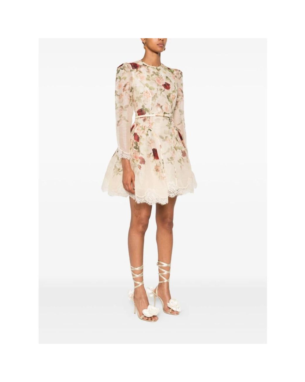 Zimmermann Hypnotic Silk Linen Lace Trim Mini Dress in Natural | Lyst