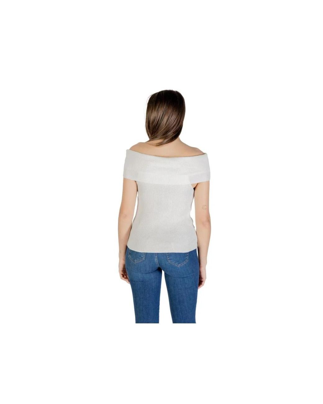 ONLY Blue Weißer Polyester-Strickpullover