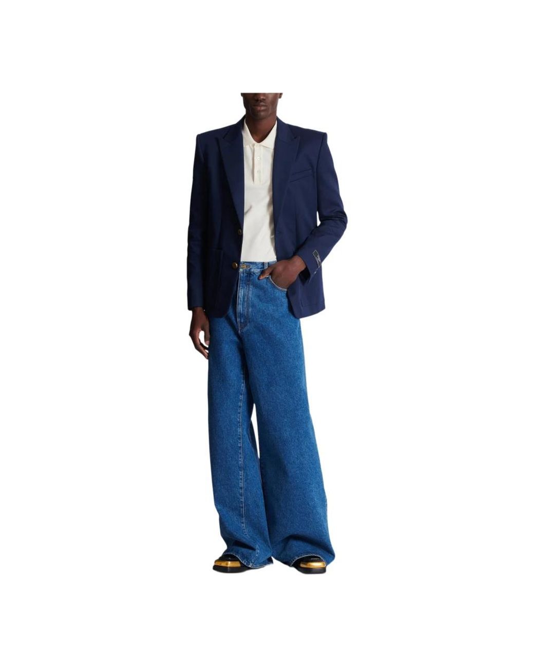 Balmain Blue Wide Jeans for men