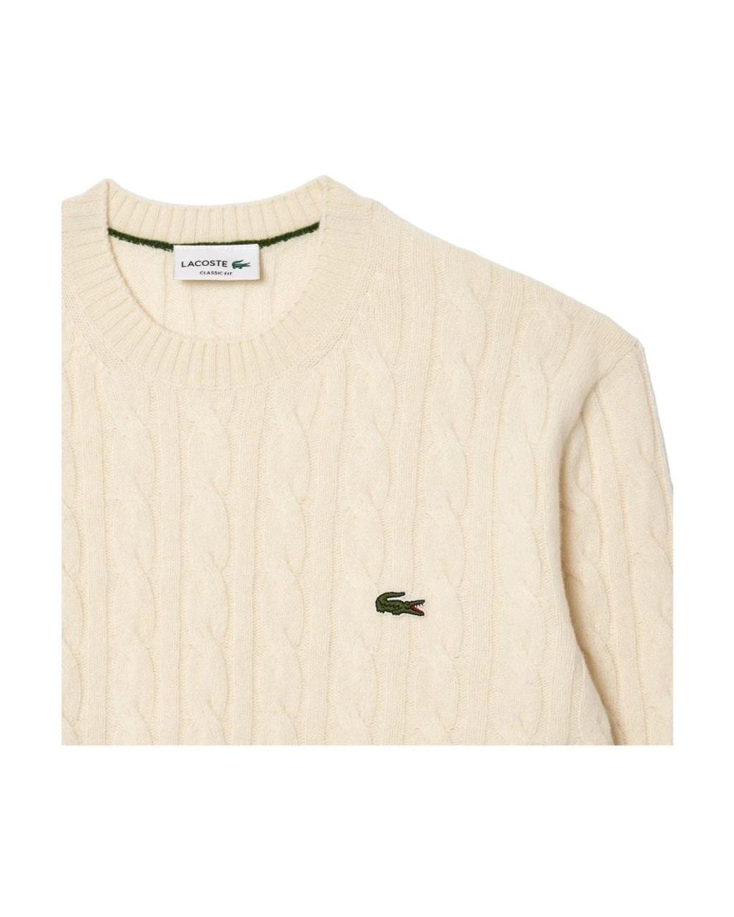 Lacoste White Round-Neck Knitwear for men