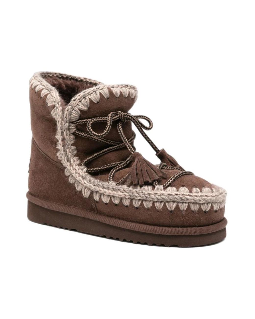 Mou Brown Stiefel Mit Häkeldetails