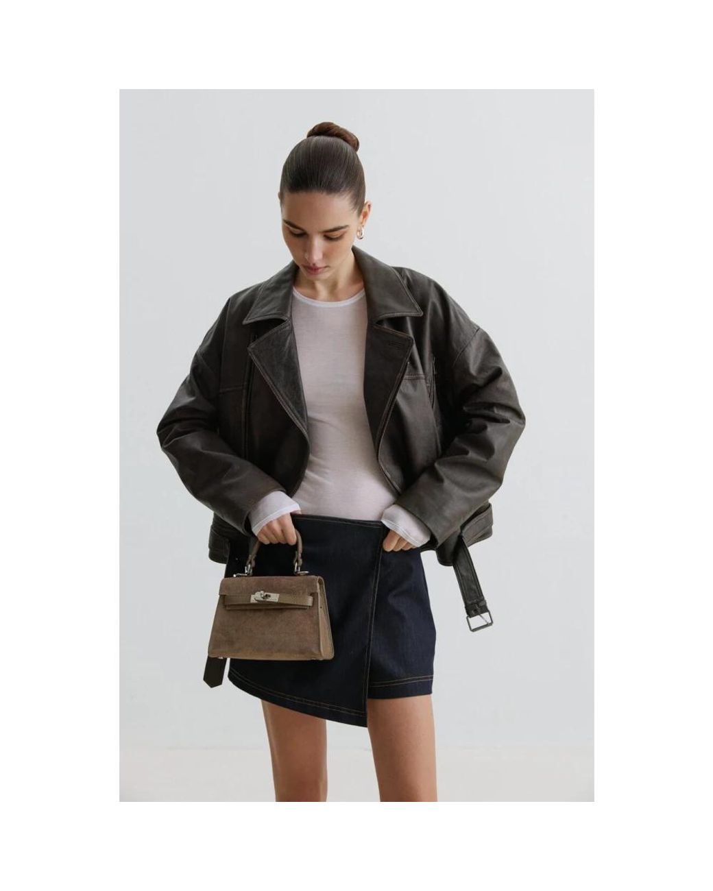 ESTRO Brown Satchel Handbag