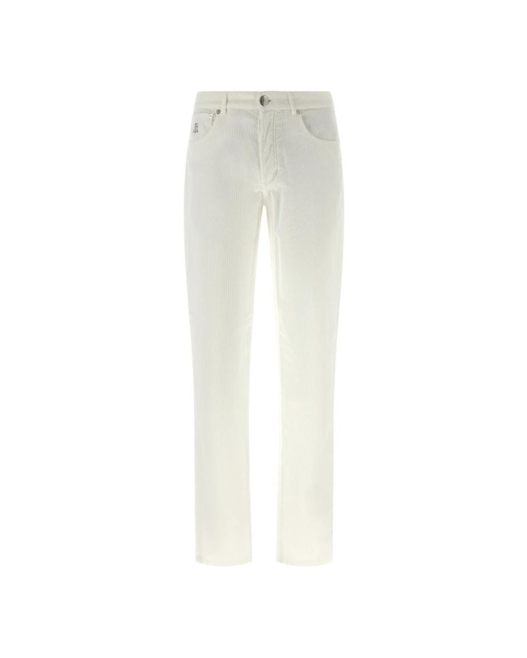 Brunello Cucinelli White Straight Trousers for men