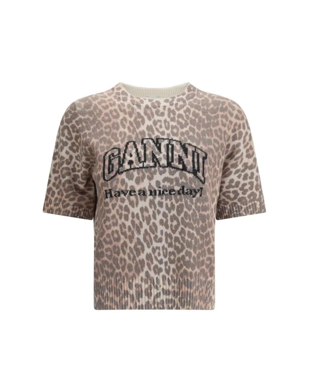 Ganni Natural Round-Neck Knitwear