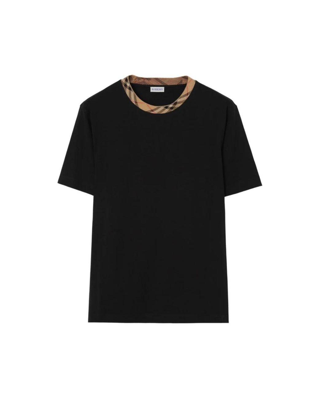 Burberry Check Trim Katoenen T-Shirt in het Black voor heren