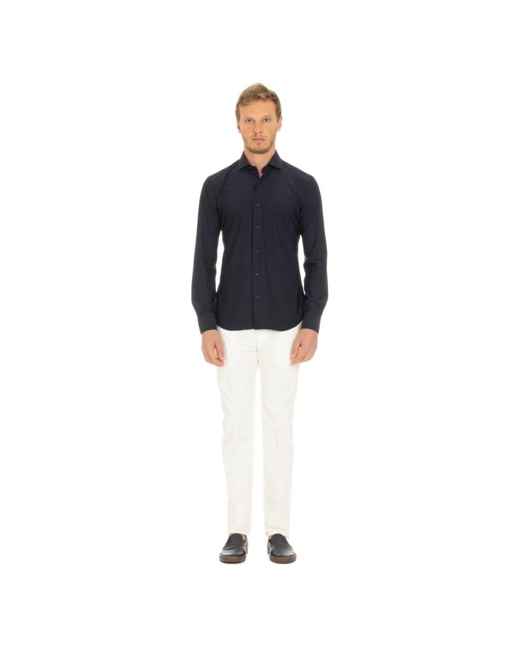 Barba Napoli Blue Casual Shirts for men