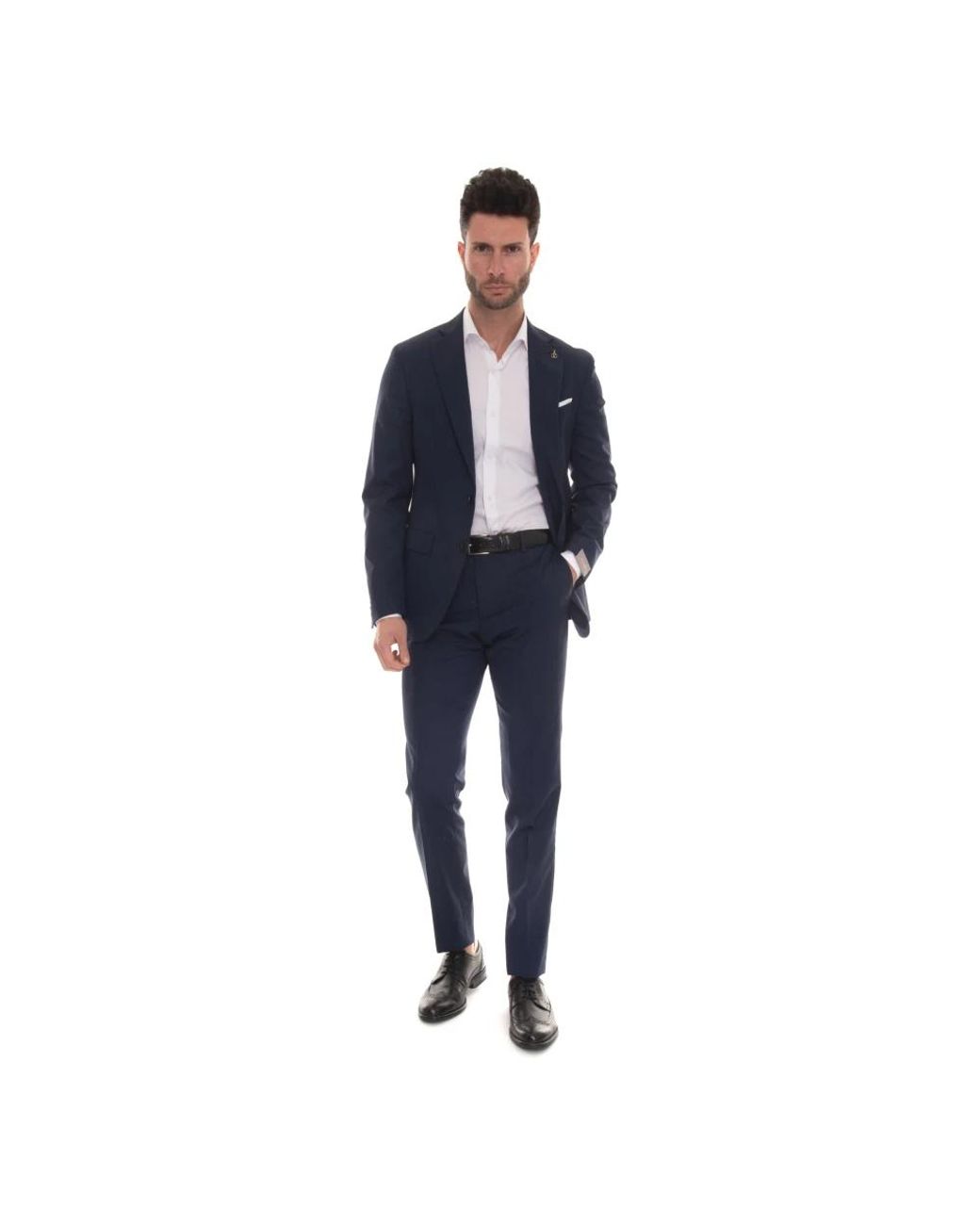 Paoloni Blue Single Breasted Suits for men