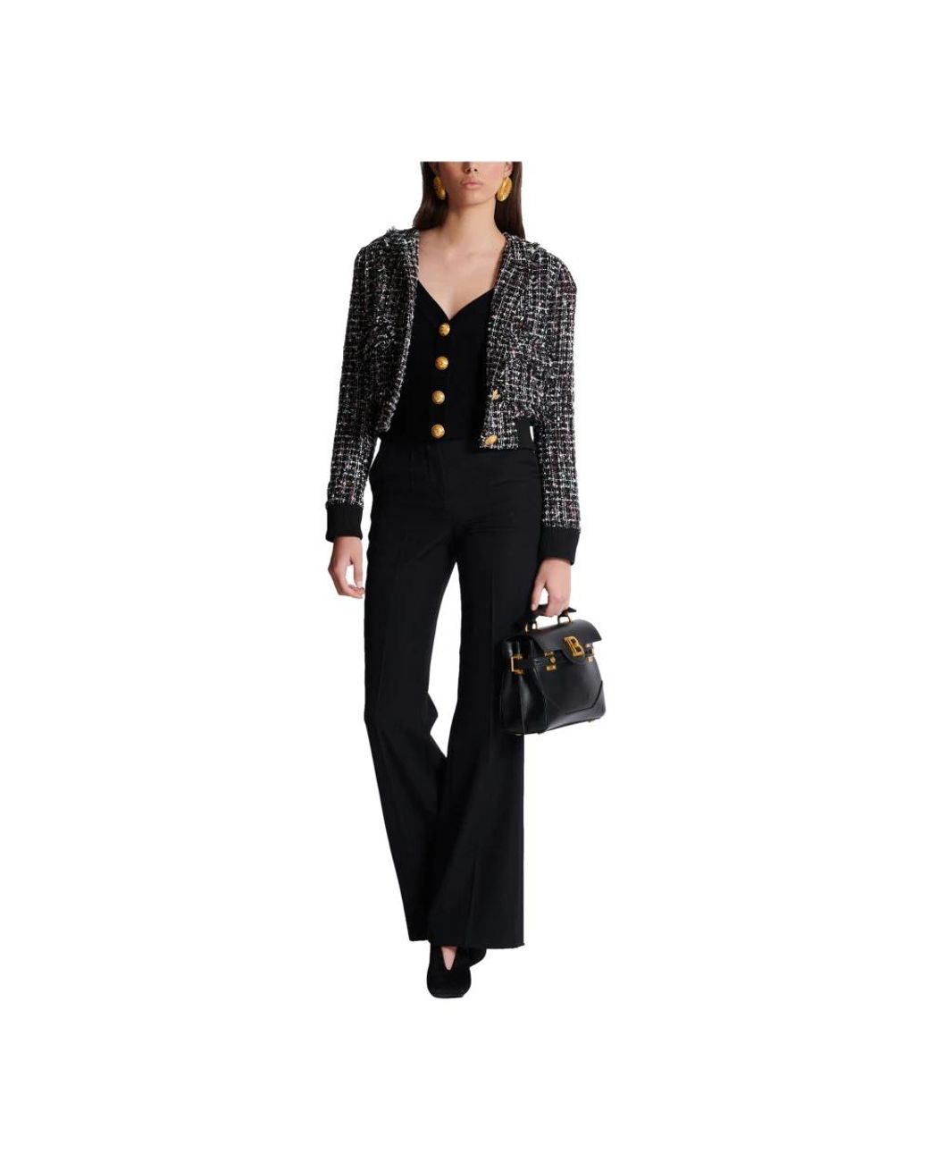 Cárdigan De Punto Abotonado, Mujer, Talla Balmain de color Black