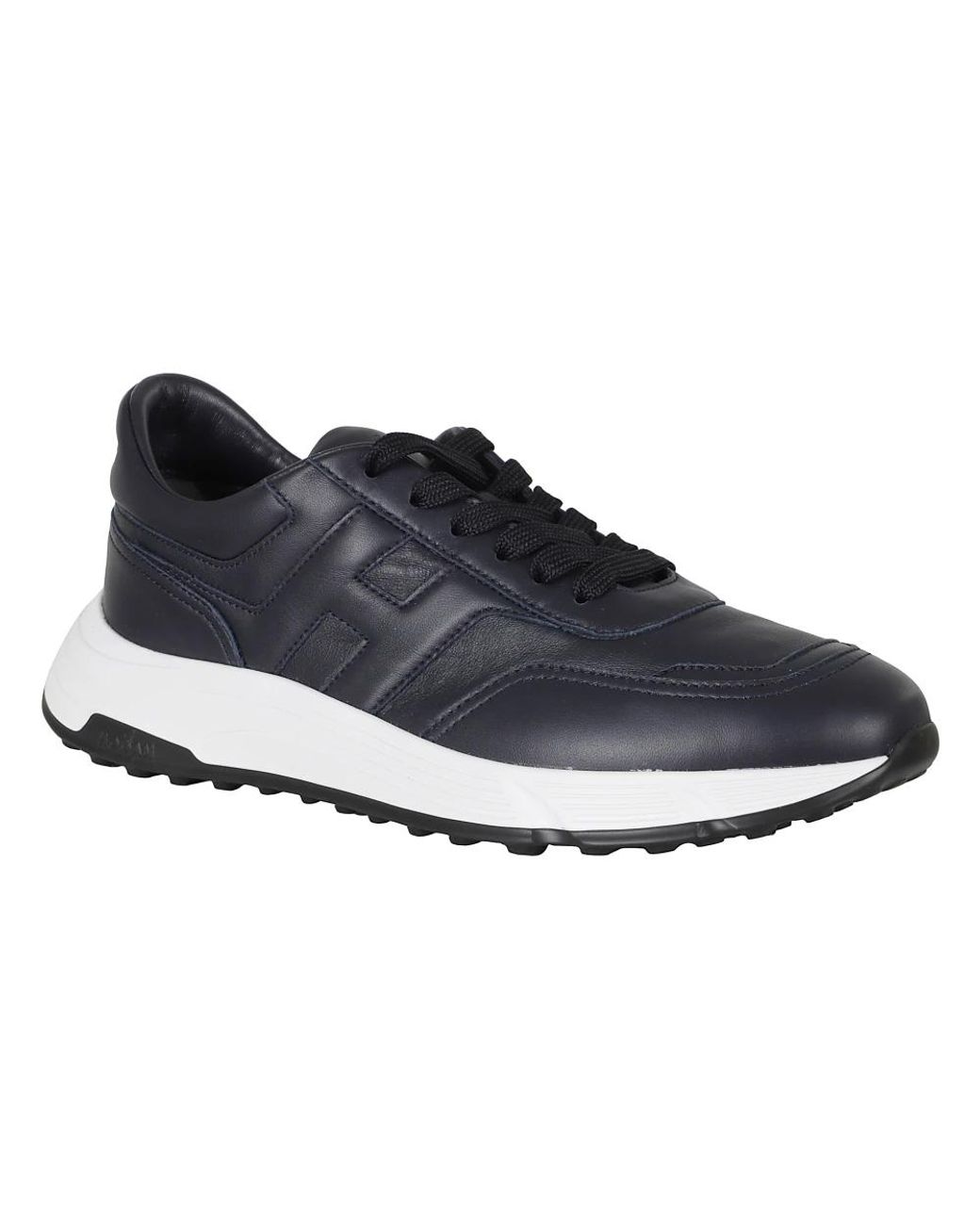 Hogan Blue Hyperlight Smooth Leather Rubber Sole Leather Sneakers for men