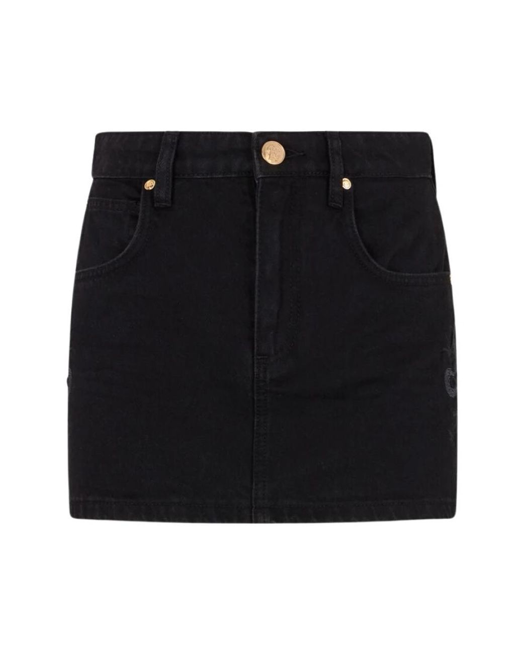 Roberto Cavalli Denim Minirok Met Slangenborduursel in het Black