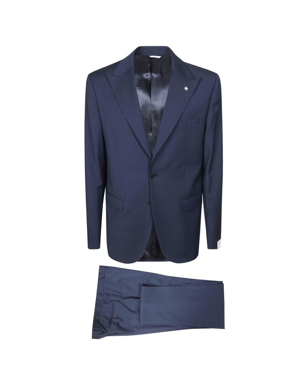 Manuel Ritz Blue Single Breasted Suits for men