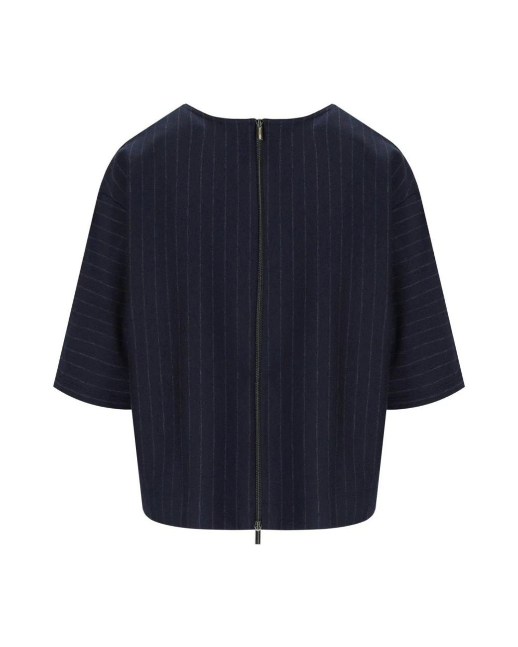 Max Mara Overhemden ,Blauw ,Polyester Blauwe Kaya Blouse Met Pinstripe in het Blue