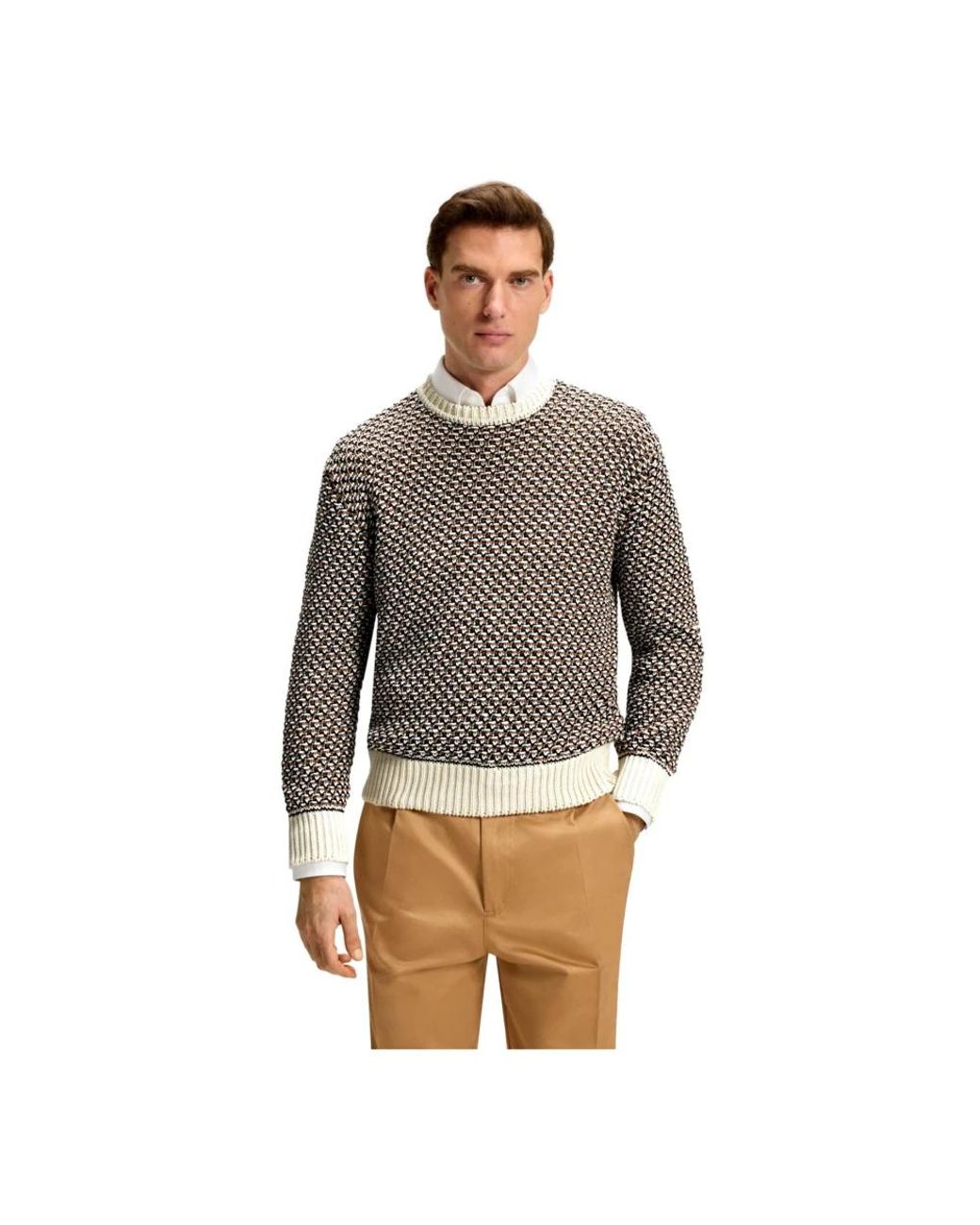 Boss Gray Round-Neck Knitwear for men
