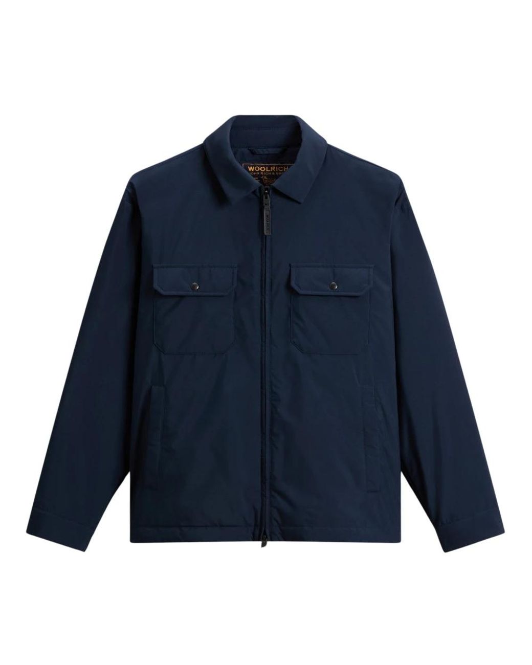 Woolrich Jassen ,Blauw ,Polyester Cloud Zip-Up Overshirt in het Blue voor heren