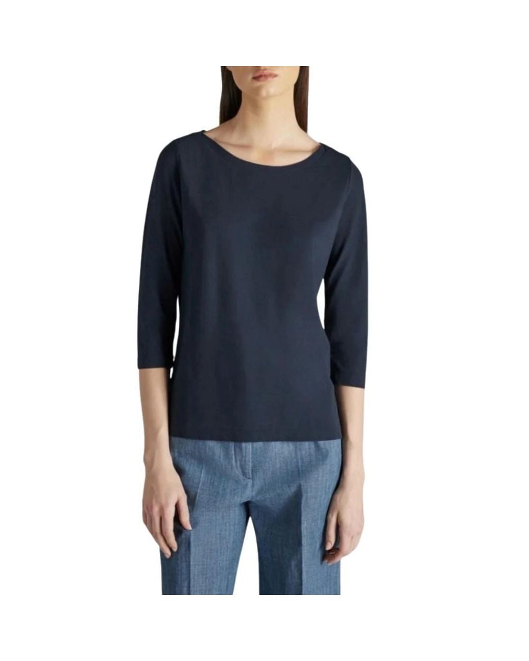 Zanone Blue Long Sleeve T-Shirts