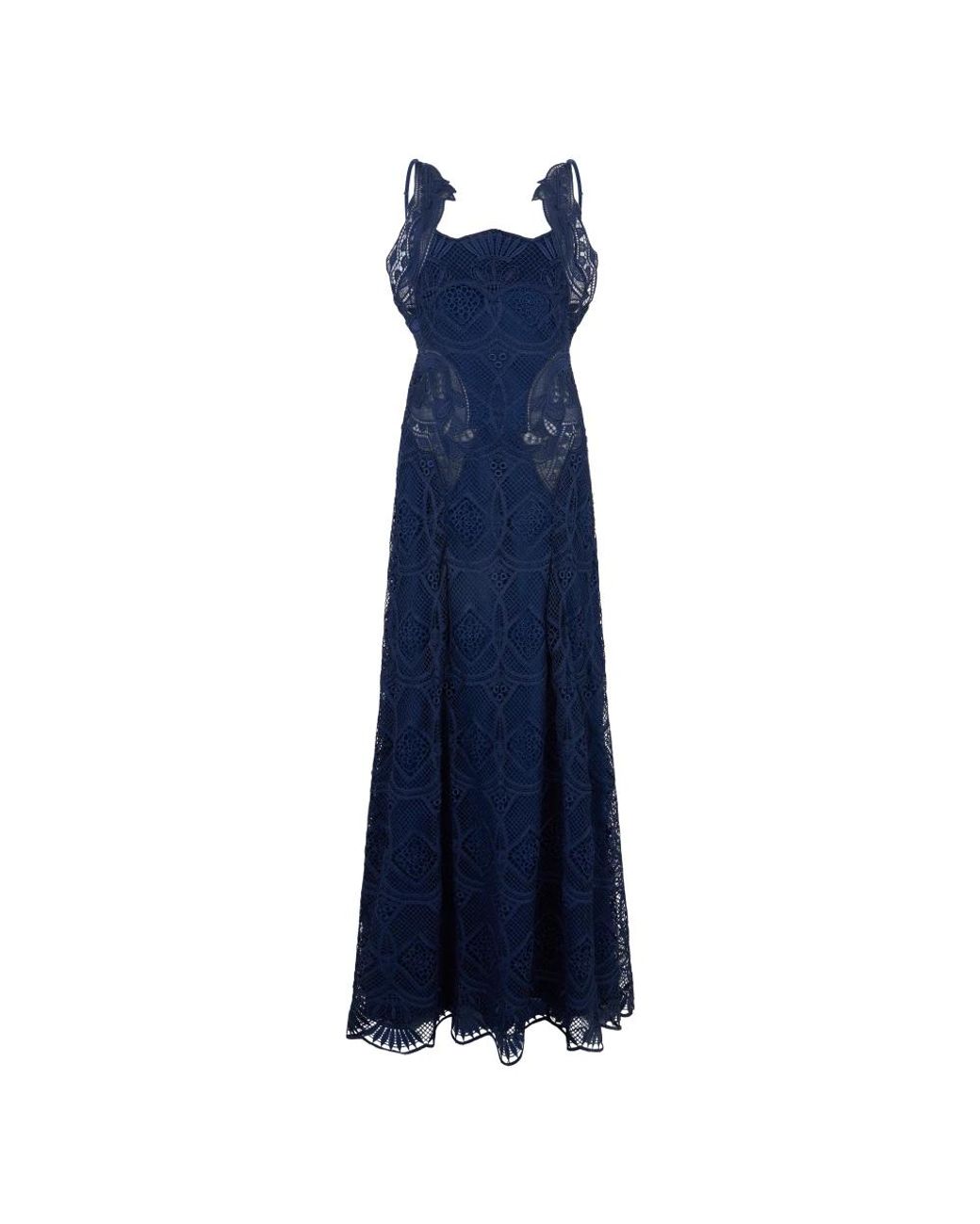 Alberta Ferretti Lange Jurk Met Bandjes in het Blue