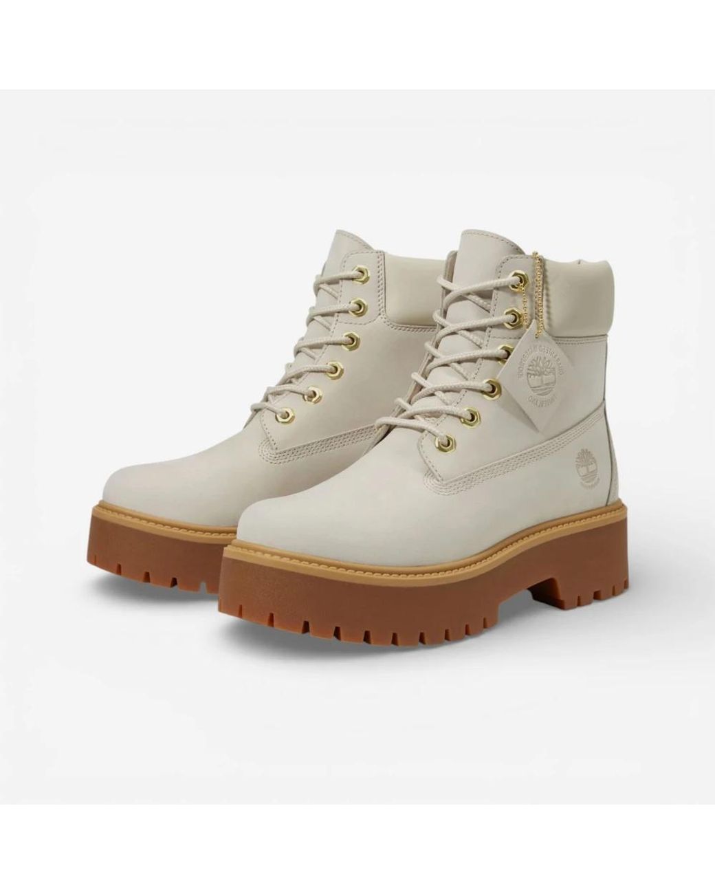 Timberland Schoenen ,Wit ,Leer Stone Street 6-Inch Platform Waterproof Boot in het Natural