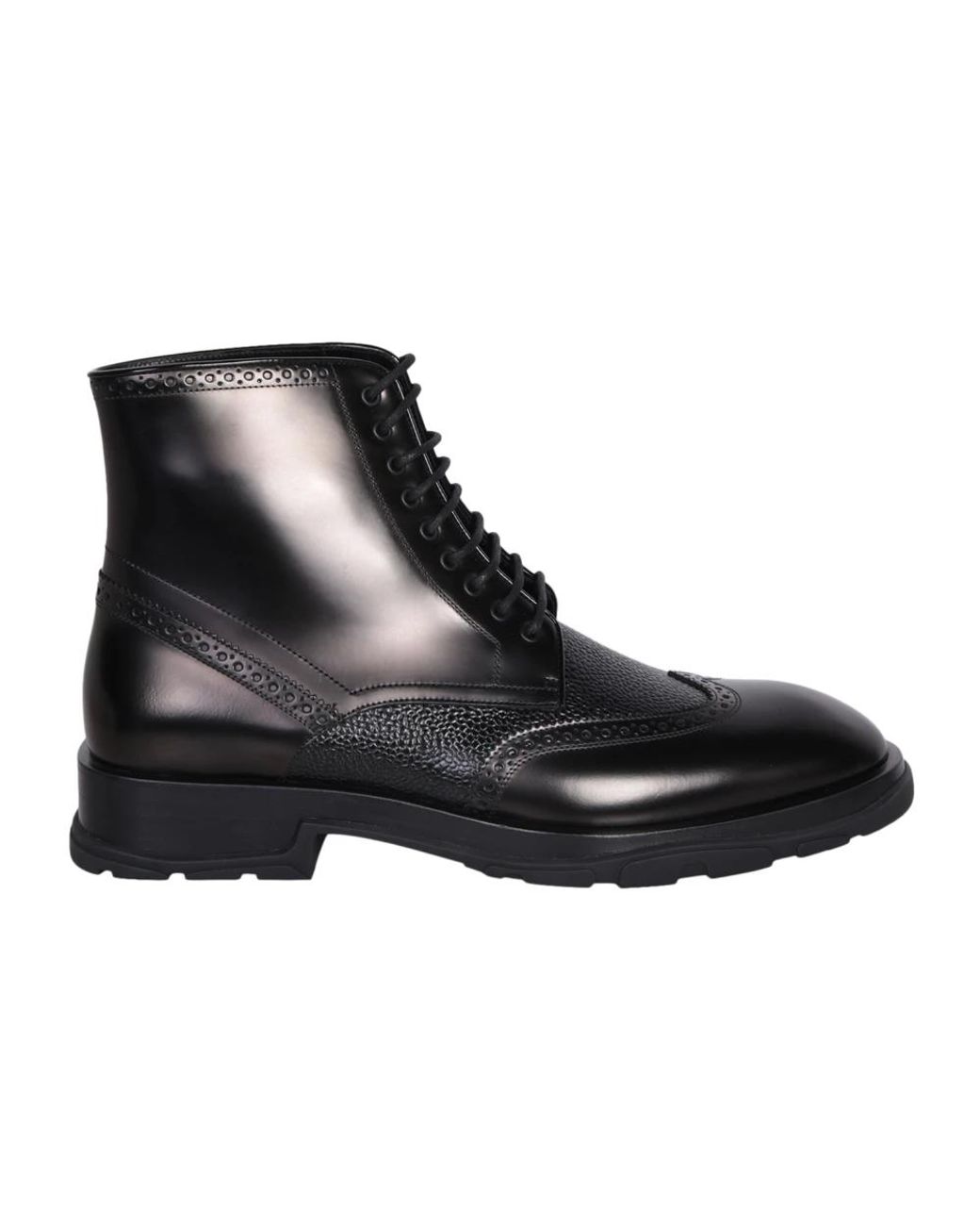 McQueen Black Lace-Up Boots for men