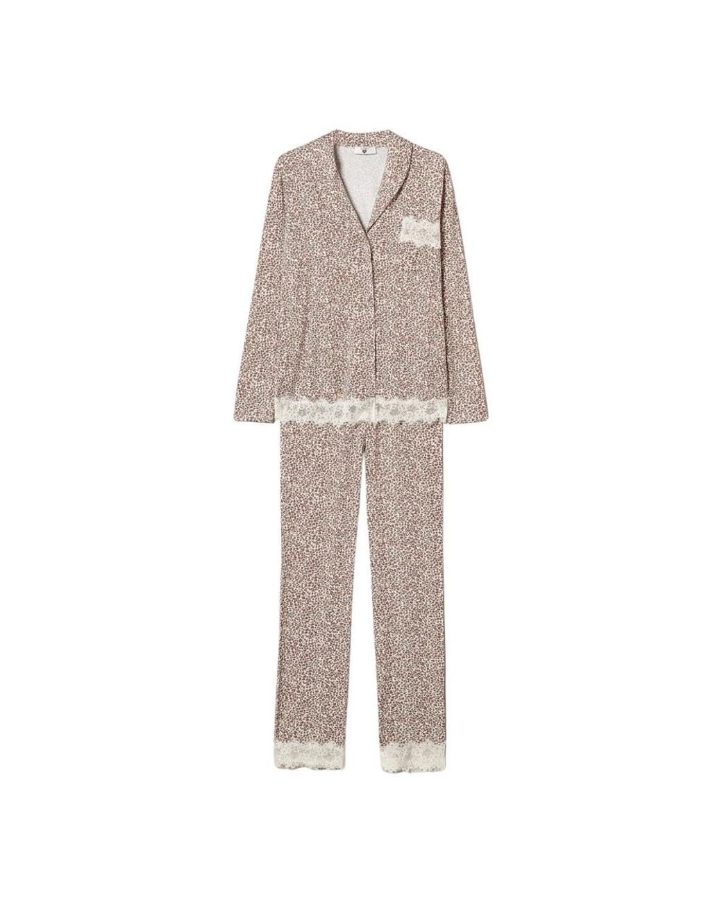 Twinset Gedrukte Jersey Pyjamaset in het Natural