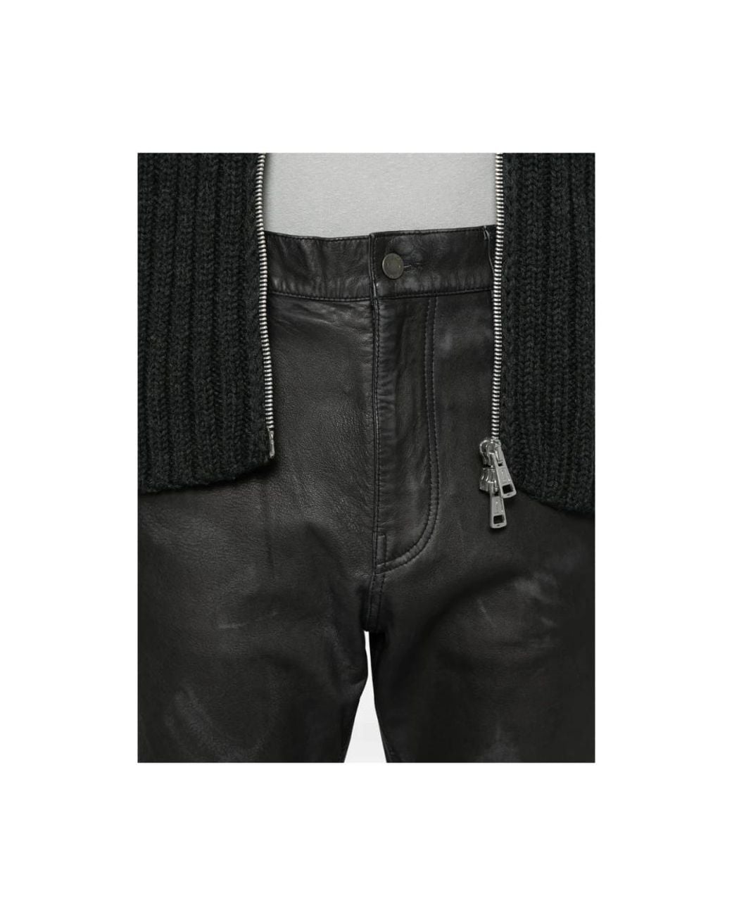 Haikure Gray Leather Trousers for men