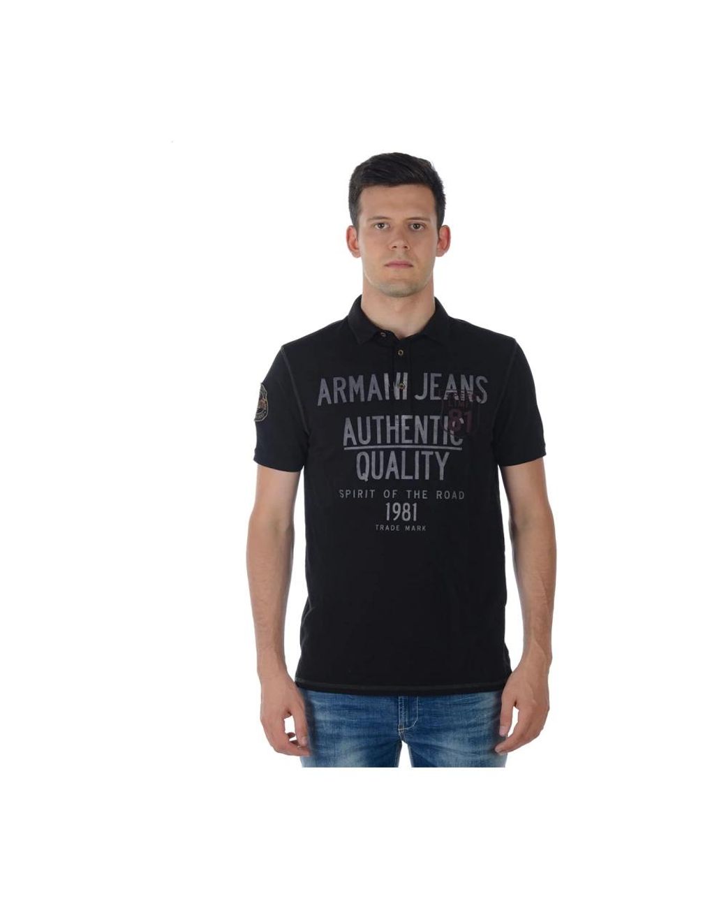 Armani Jeans Black Polo Shirts for men