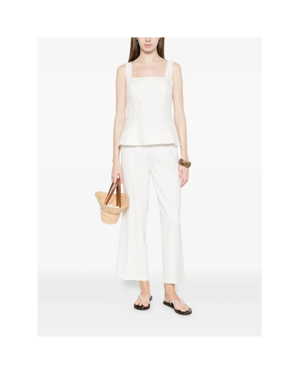 Cambio White Wide Trousers