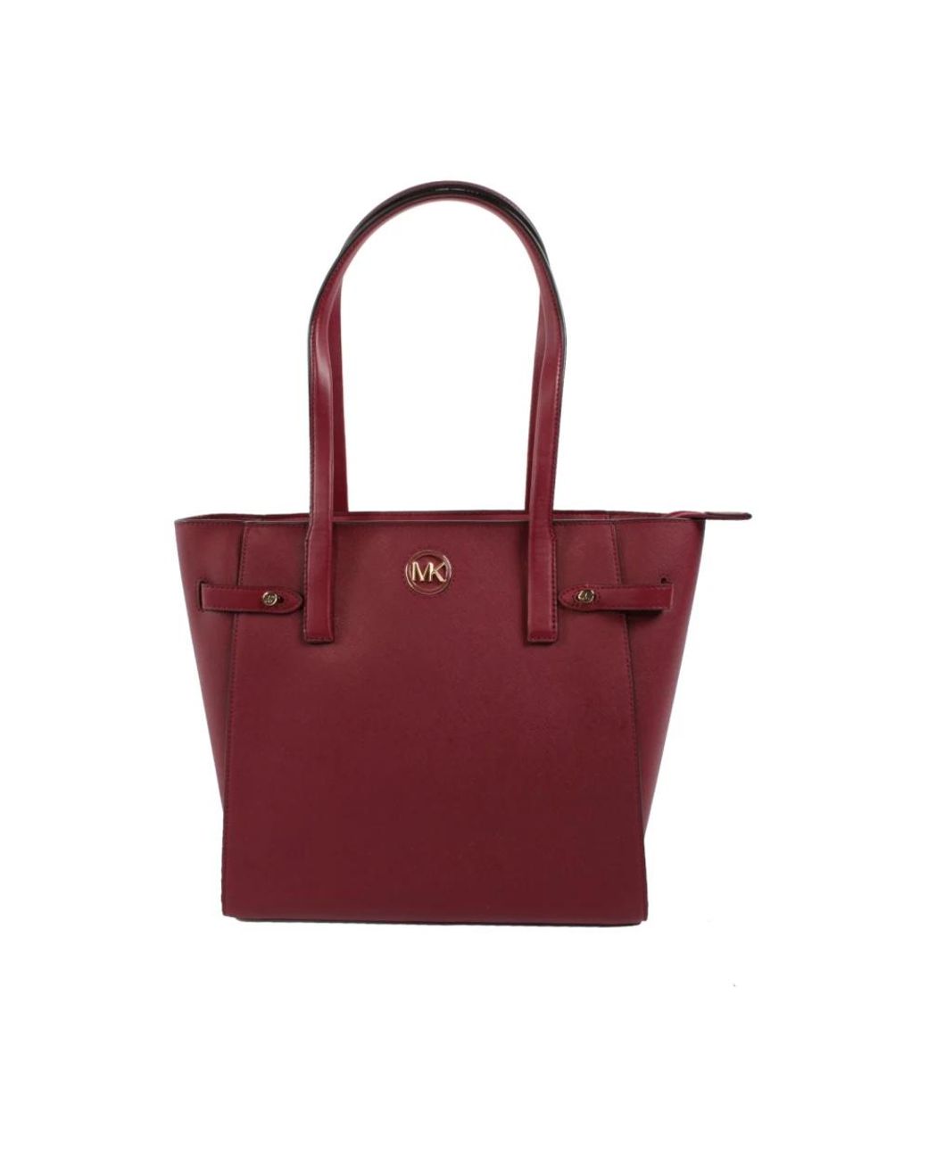 Borsa da shopping in pelle con logo visibile di Michael Kors in Red