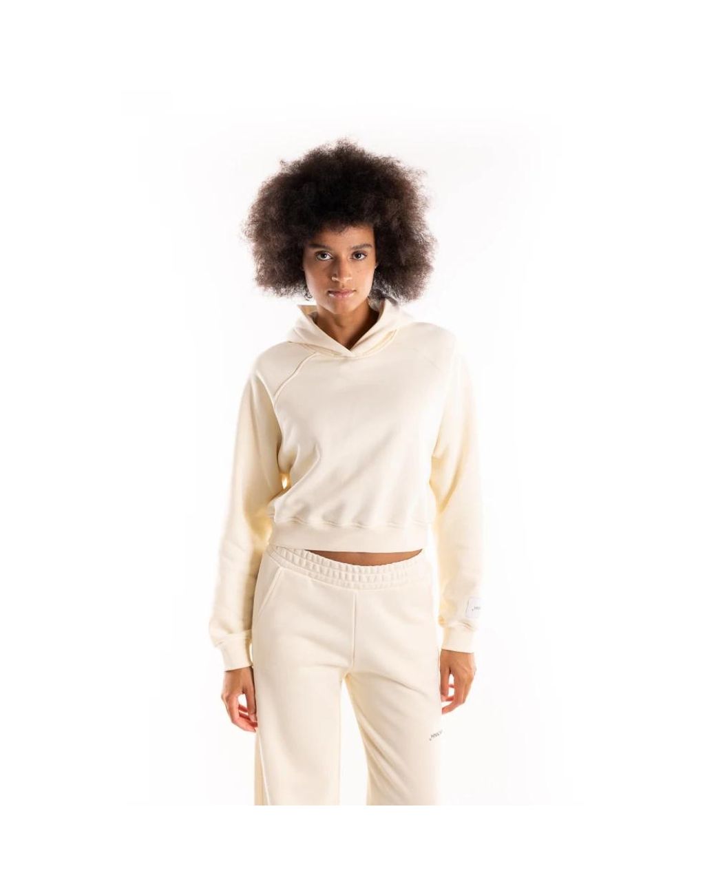 hinnominate Hoodies & Sweatvesten ,Geel ,Katoen Botergele Hoodie Met Crop in het Natural