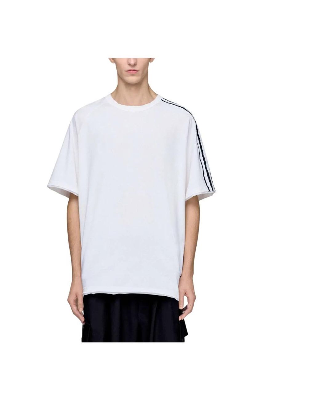 Adidas Raw Edge 3 Stripes Ss Tee in het White voor heren
