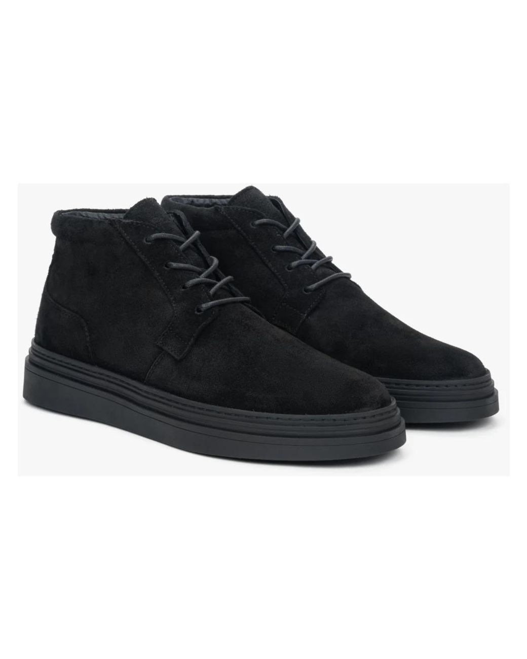 ESTRO Velours Stiefeletten in Black für Herren