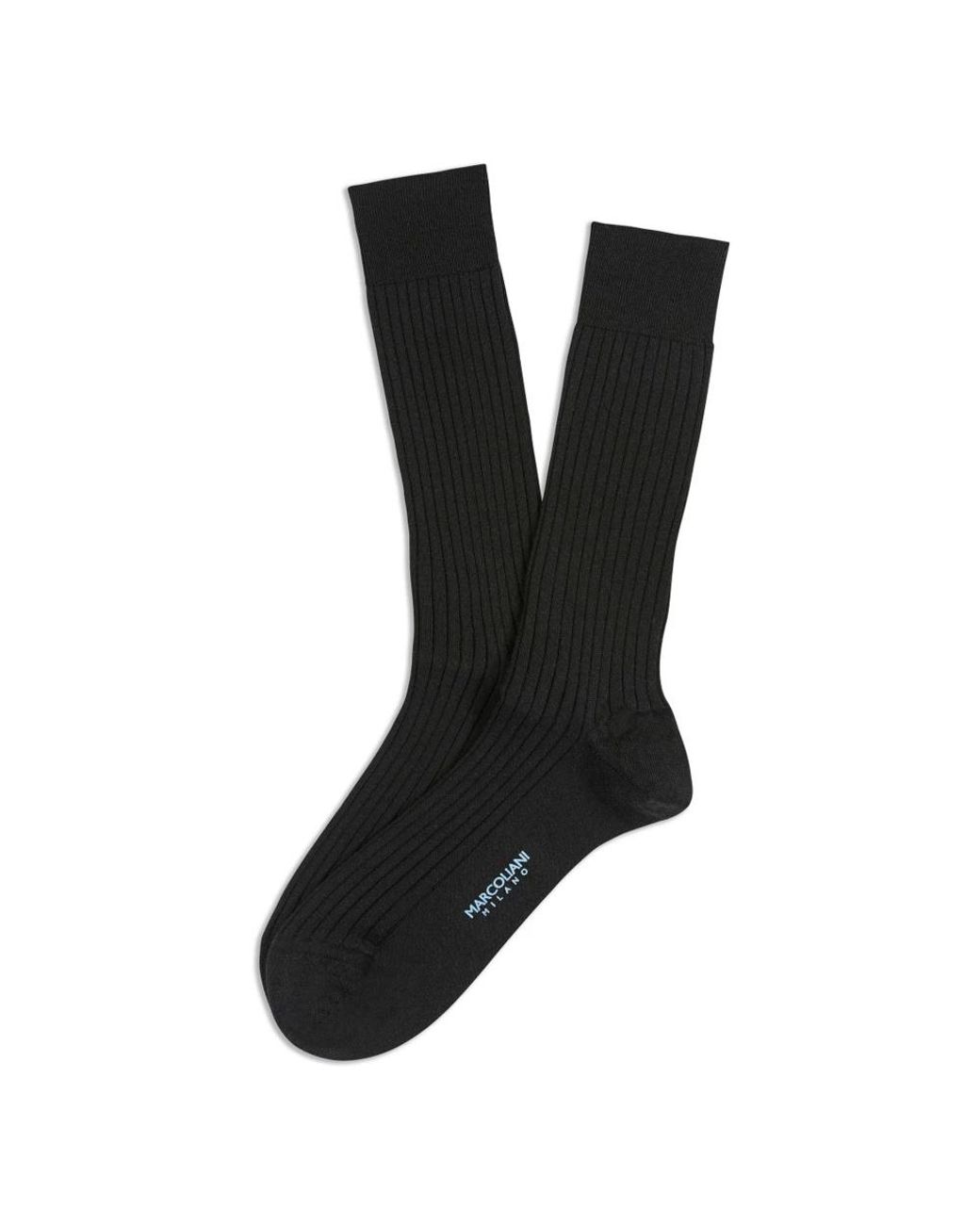 Marcoliani Ondergoed ,Zwart ,Wol Virgin Wool Ribbed Sock in het Black voor heren