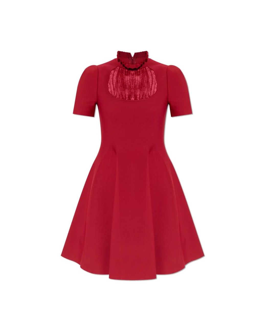 McQueen Kleedjes ,Rood ,Leer Jurk Met Opstaande Kraag in het Red
