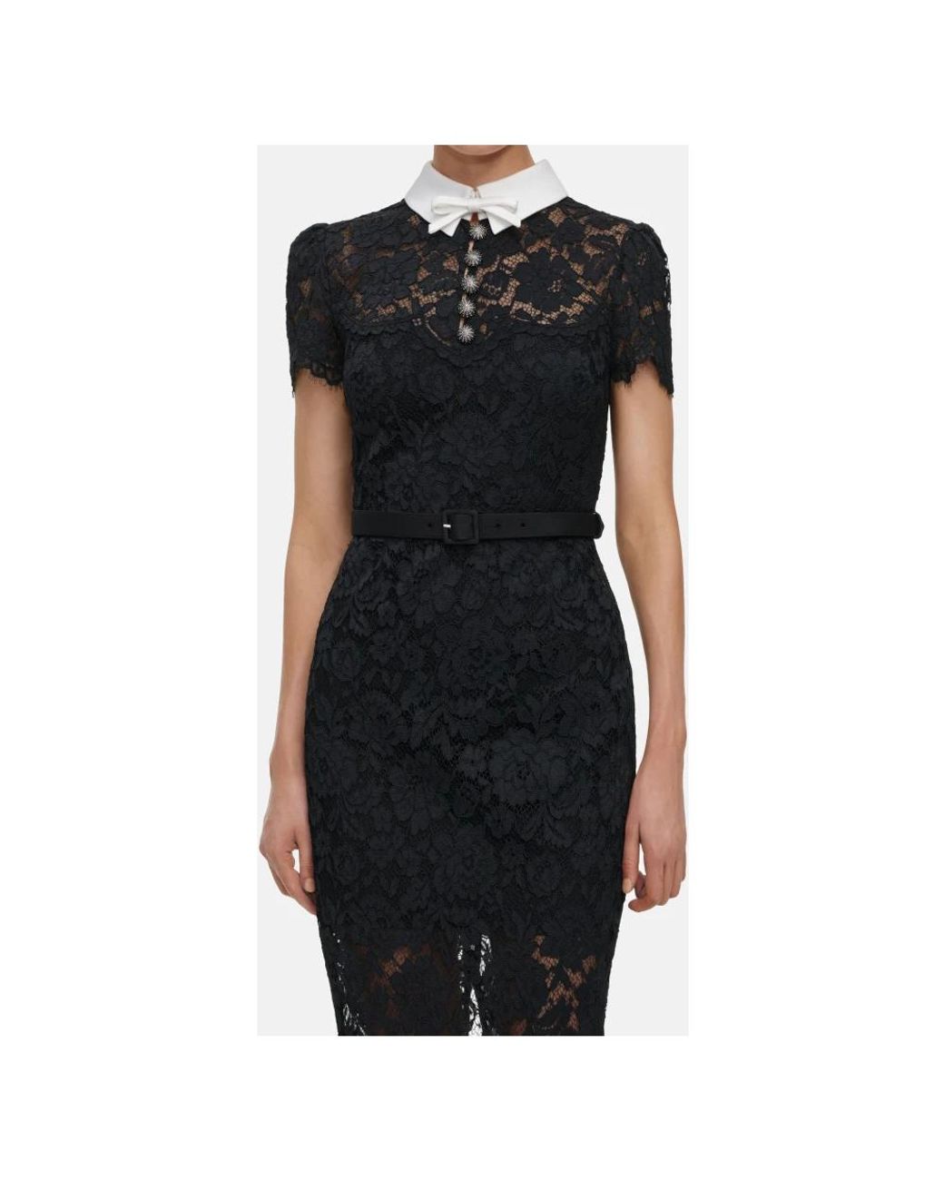 Self-Portrait Black Lace Dress With Collar