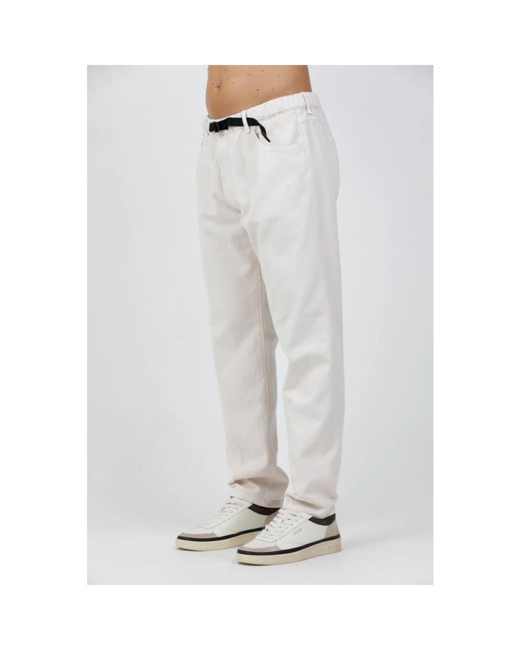 White Sand Gray Straight Trousers for men