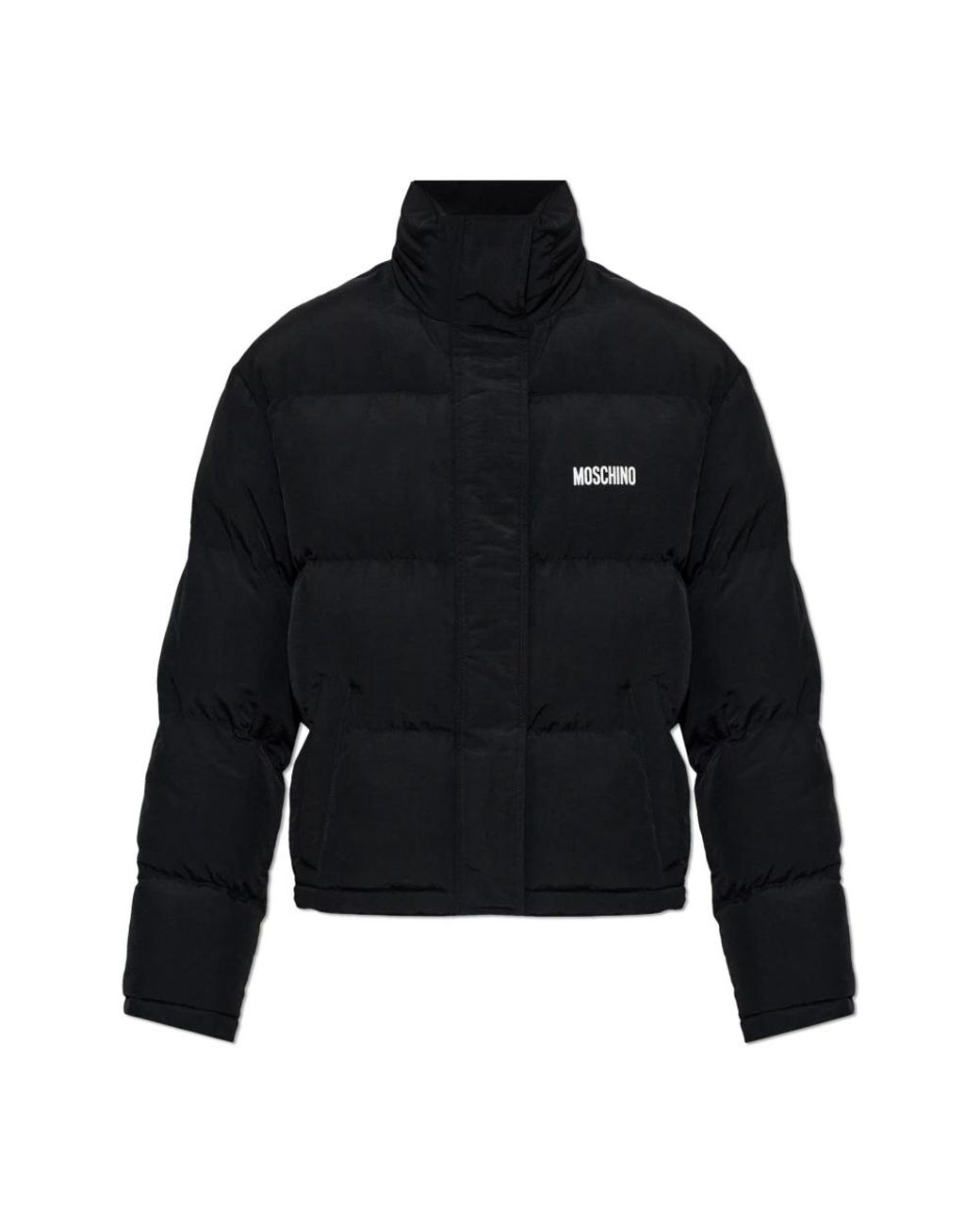 Moschino Black Wattierte Jacke Mit Stehkragen