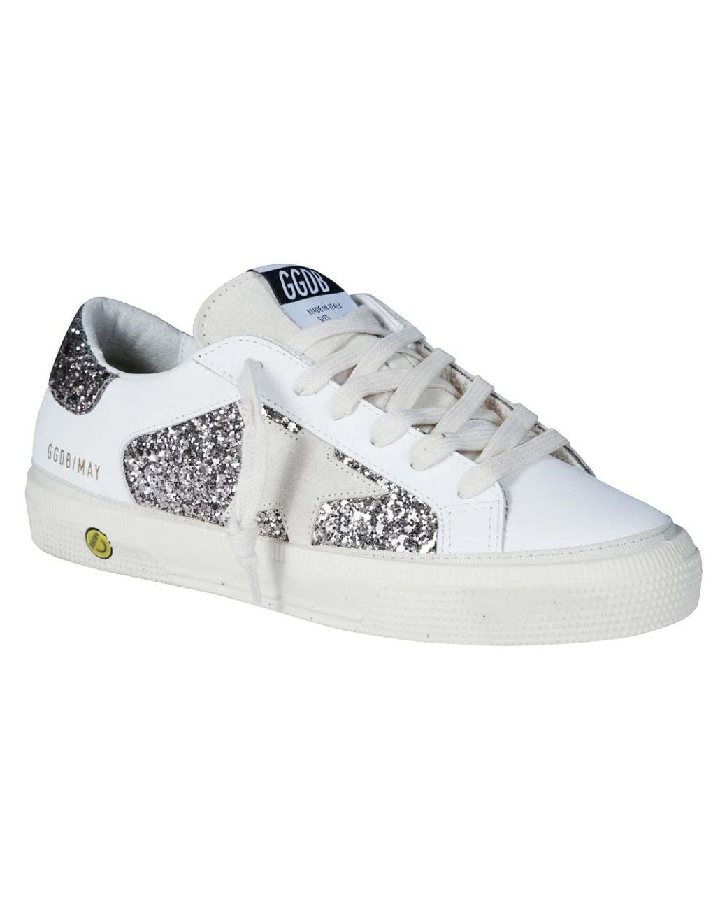 Golden Goose Deluxe Brand White Star Glitter Mini Heel Sneakers
