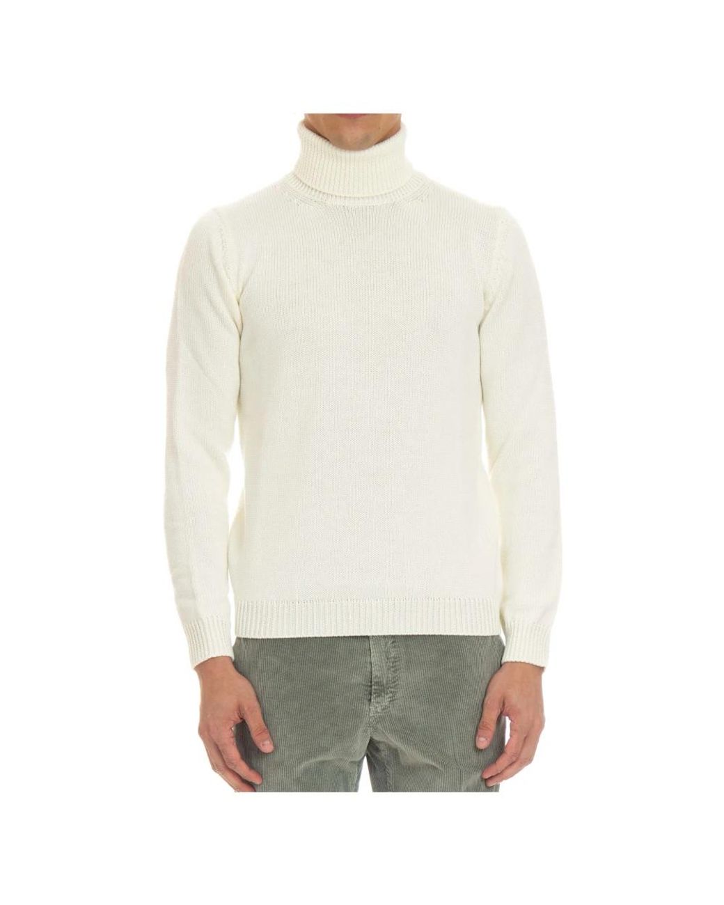 Roberto Collina Truien & Vesten ,Wol Merino Wol Trui Room in het White voor heren