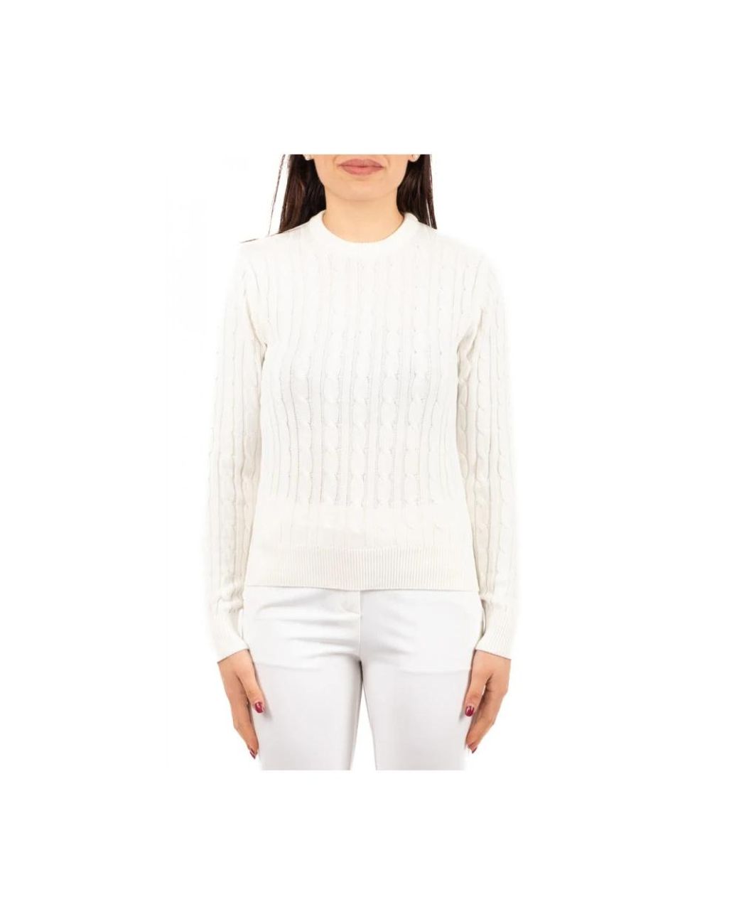 Mc2 Saint Barth White Round-Neck Knitwear