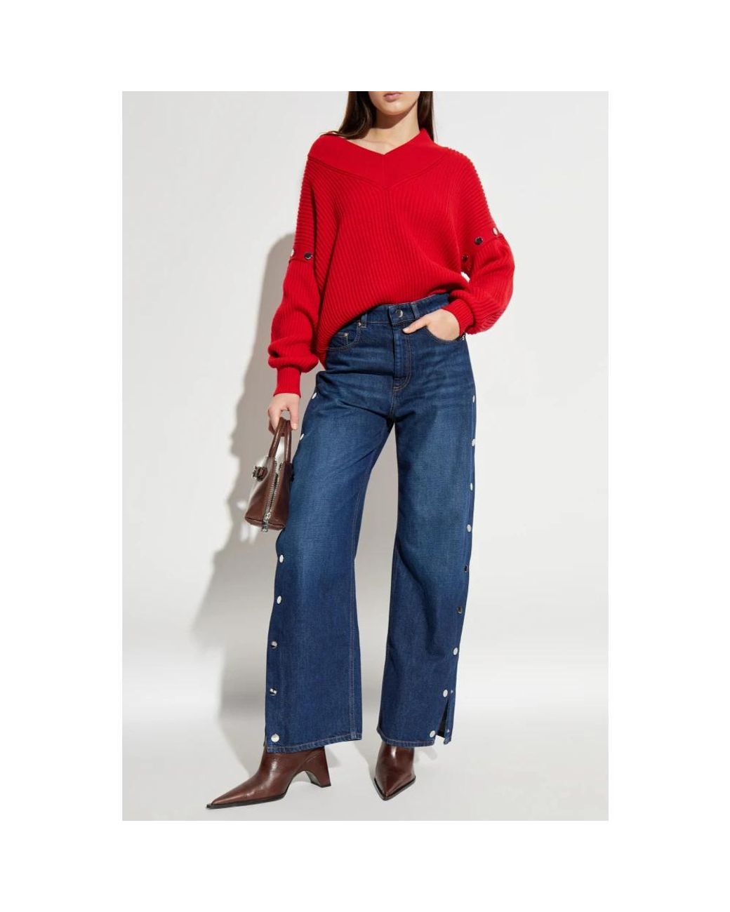 Sportmax Red V-Neck Knitwear