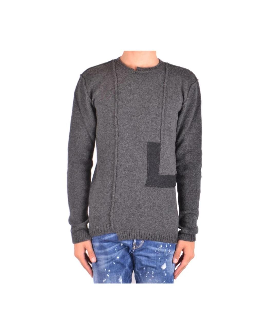 Isabel Benenato Gray Round-Neck Knitwear for men