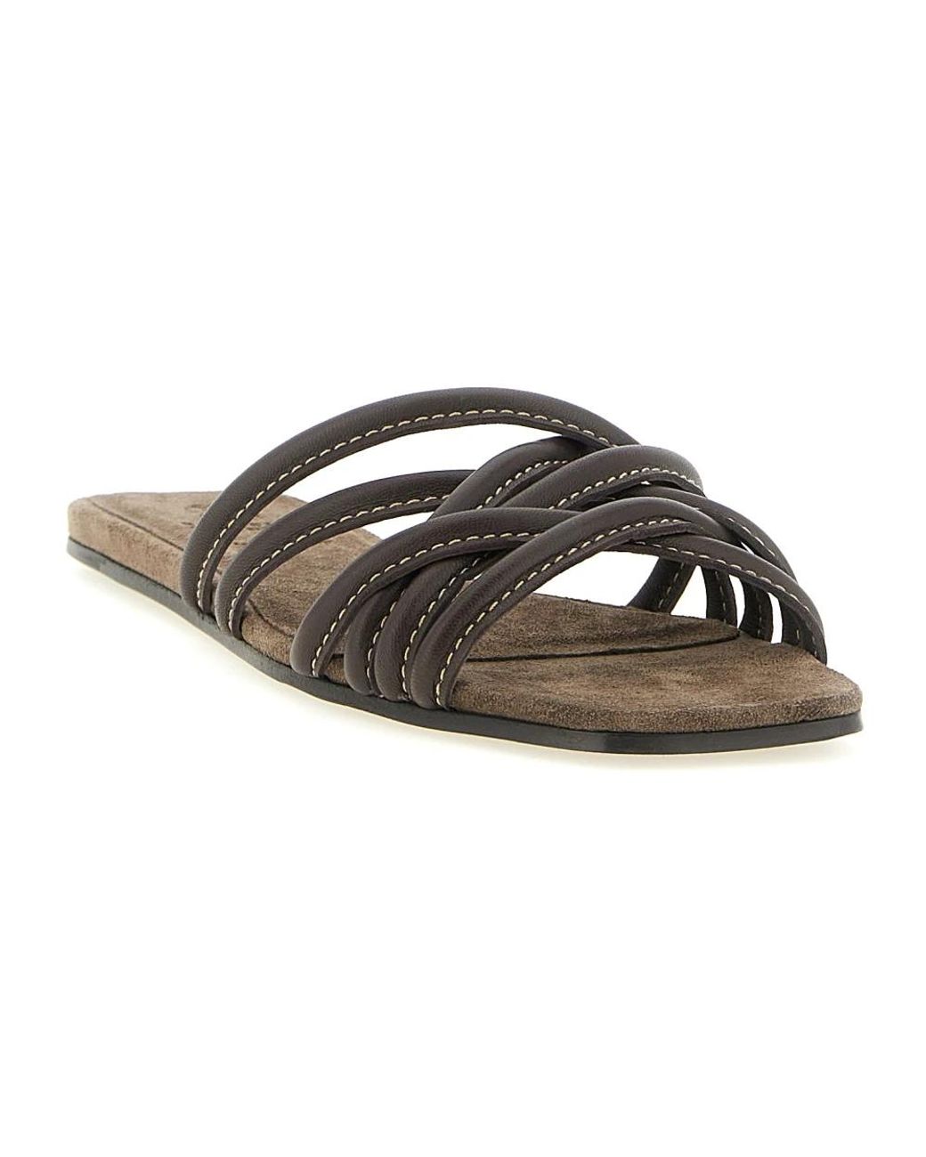 Brunello Cucinelli Brown Sliders