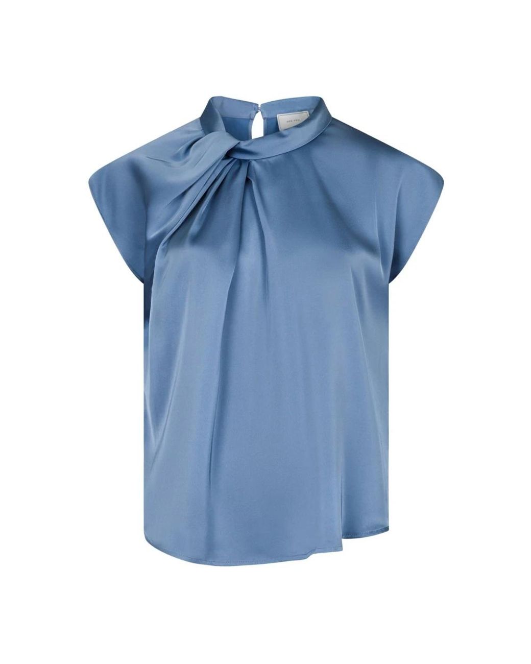 Neo Noir Overhemden ,Blauw ,Satijn Stoffige Blauwe Drapy Satijnen Blouse in het Blue