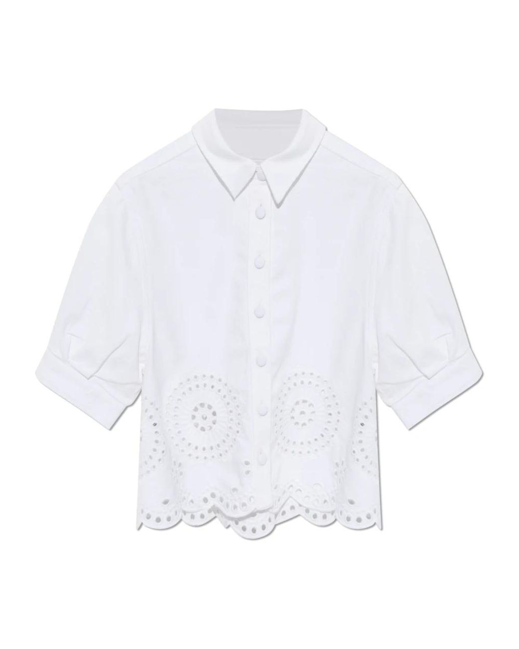 FRAME Shirt Met Opengewerkte Rand in het White