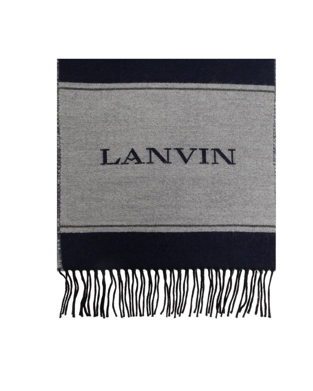 Lanvin Accessoires ,Grijs ,Wol Wollen Sjaal Met Logo in het Gray