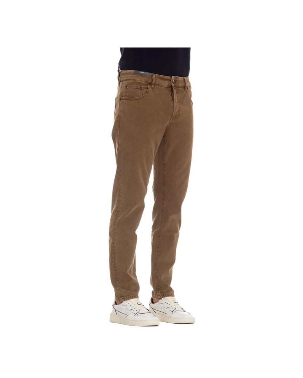 PT Torino Brown Slim Fit Jeans for men
